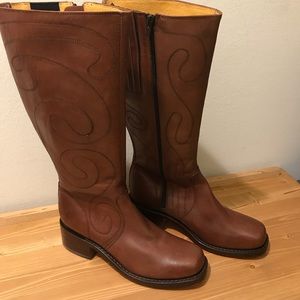 Vintage Leather Hand Stitched Frye Campus Knee High Boots: Rock Star Girlfriend